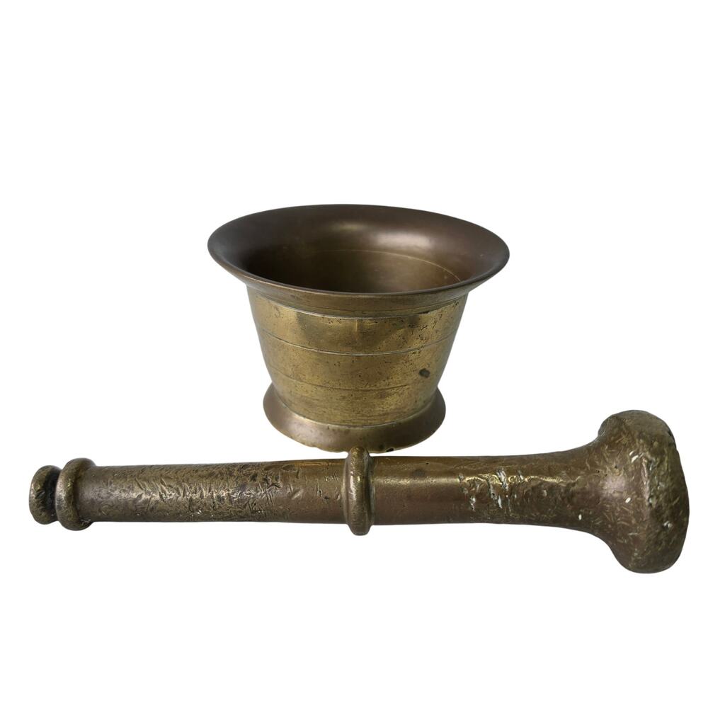 Large Mortar & Pestle Apothecary Brass antique 7" Pestle